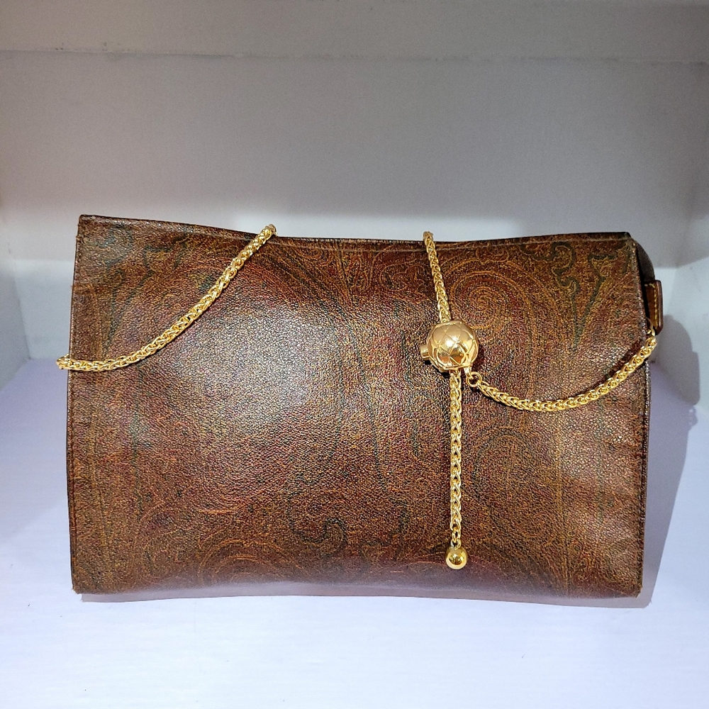 Etro Vintage Paisley Print Canvas Clutch Pouch Bag